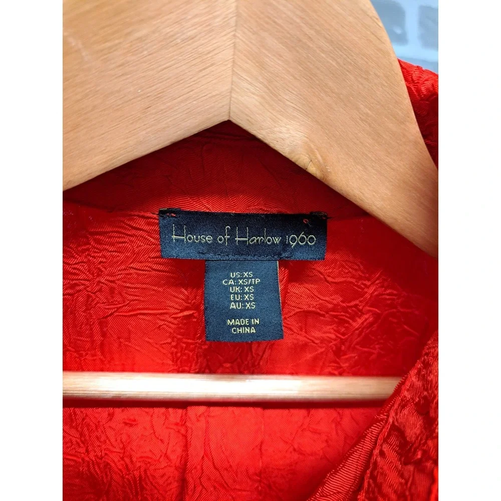 Revolve House Of Harlow 1960 Women Red Button‎ Down Long Sleeve Blouse Size XS